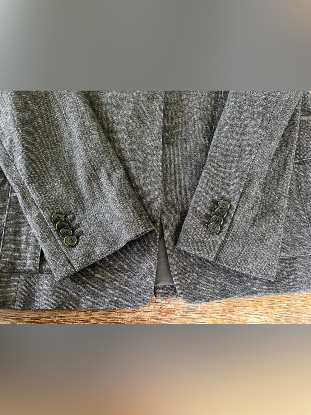 Ann Taylor Tweed Blazer Jacket Grey Textured Lined Wool Blend Office Size 14 - Picture 8 of 16